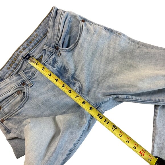 American Eagle Flex Light Wash Mens Jeans 30x30 Straight Fit Distressed Denim - Picture 7 of 9